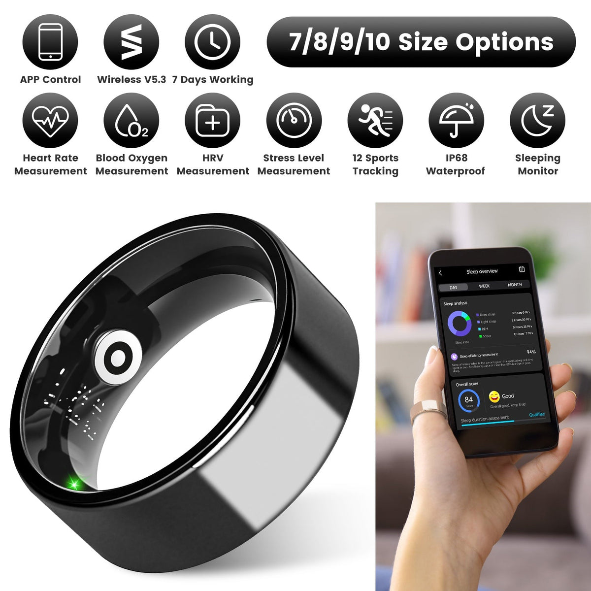 Smart Ring Health & Fitness Tracker
