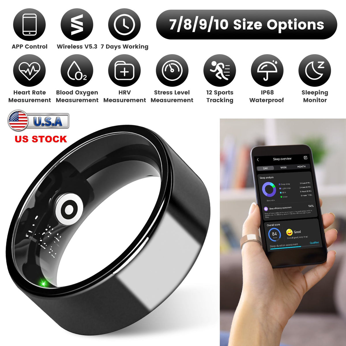 Smart Ring Health & Fitness Tracker