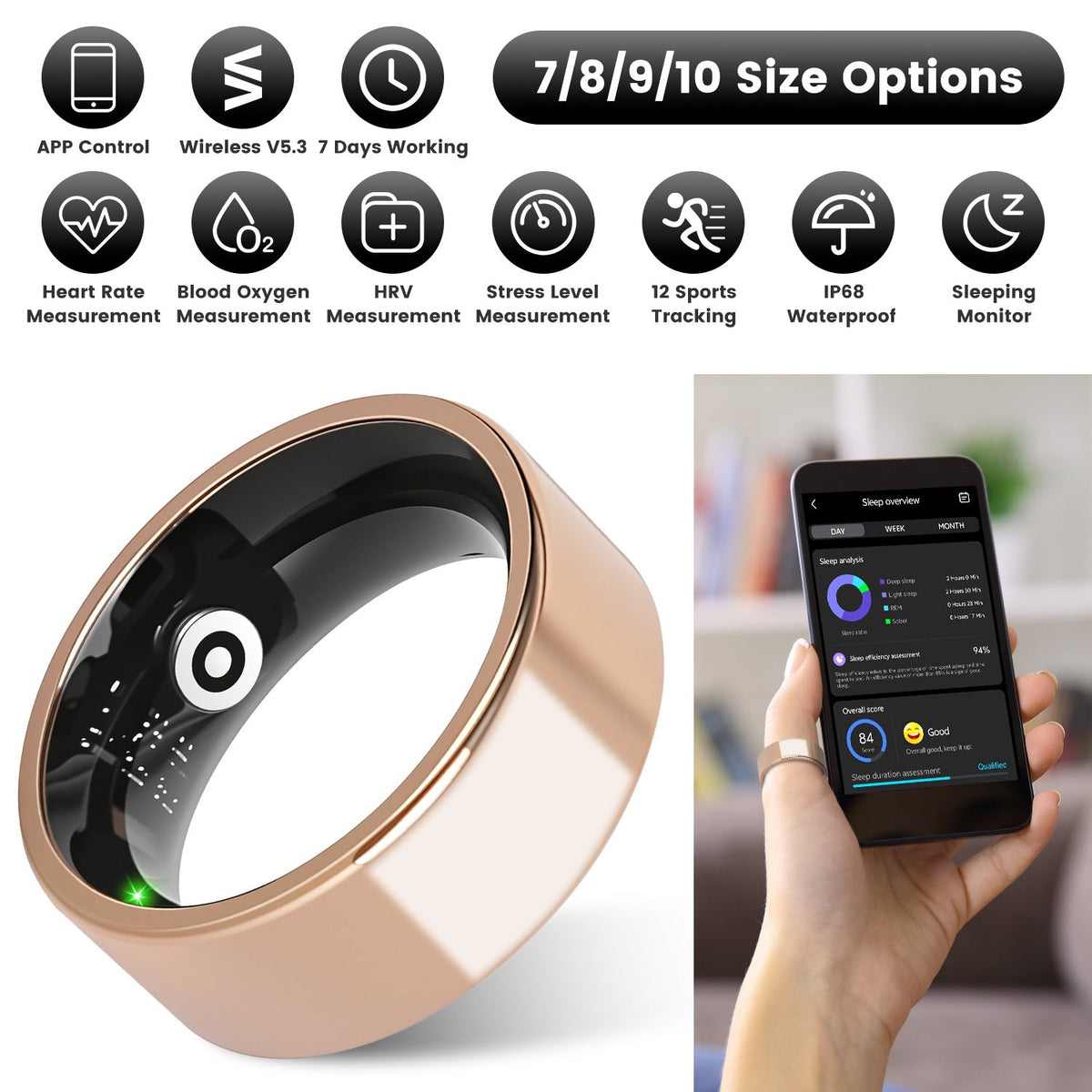 Smart Ring Health & Fitness Tracker