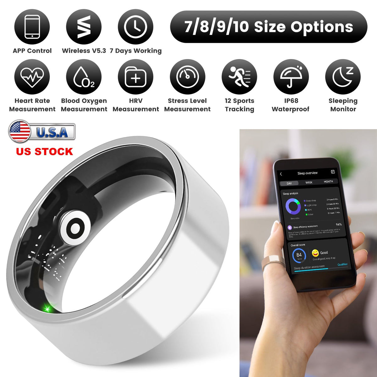 Smart Ring Health & Fitness Tracker