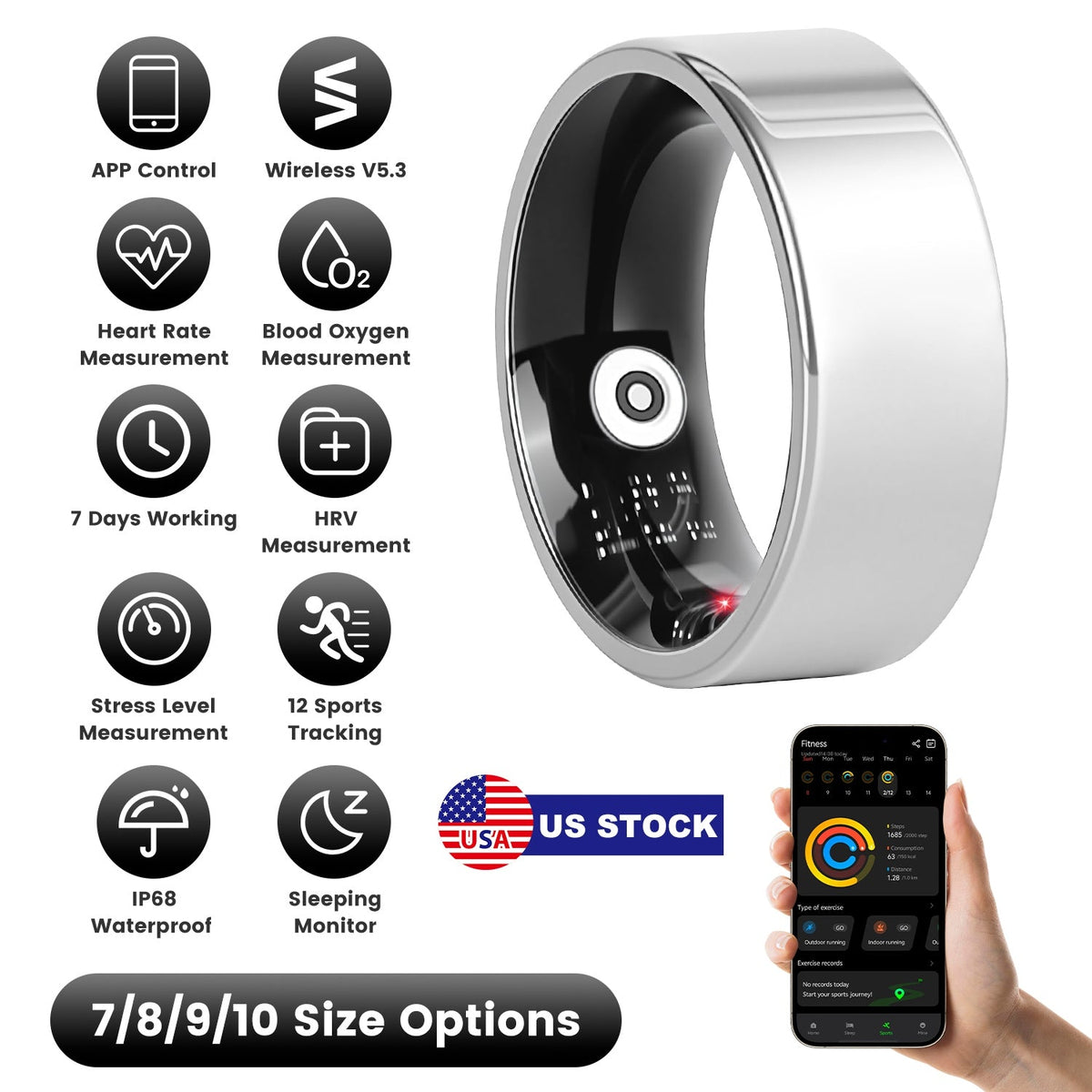 Smart Ring Health & Fitness Tracker