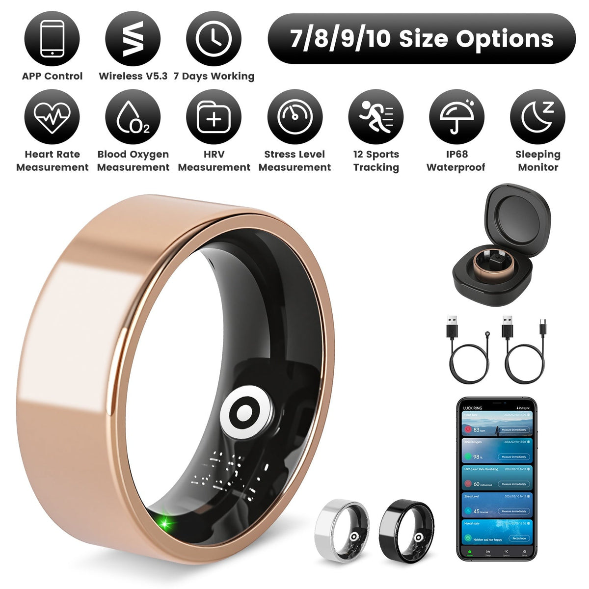 Smart Ring Health & Fitness Tracker