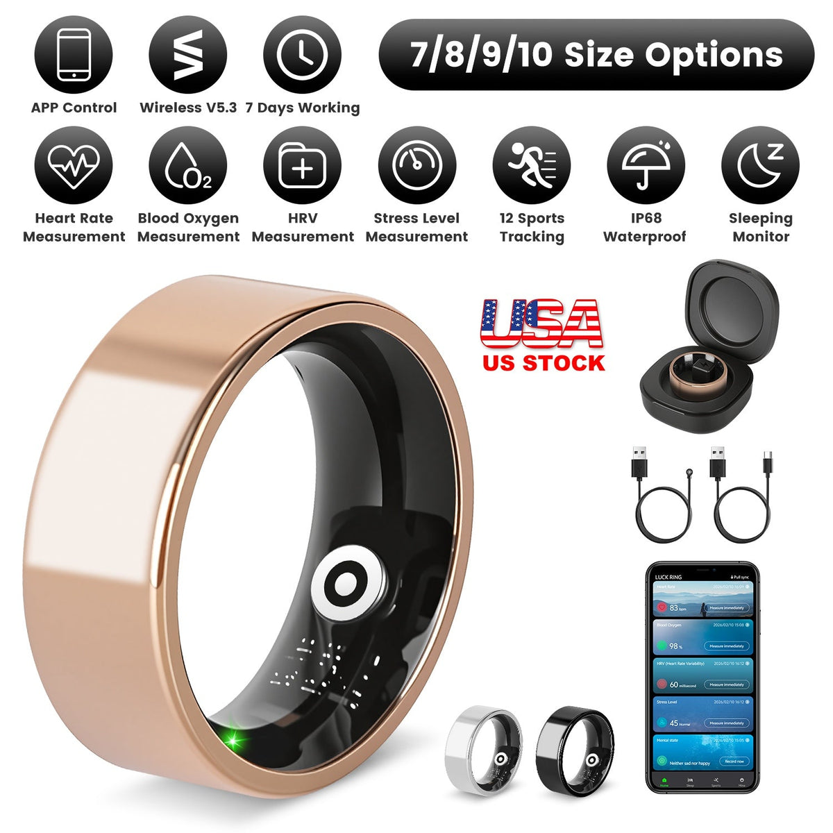 Smart Ring Health & Fitness Tracker