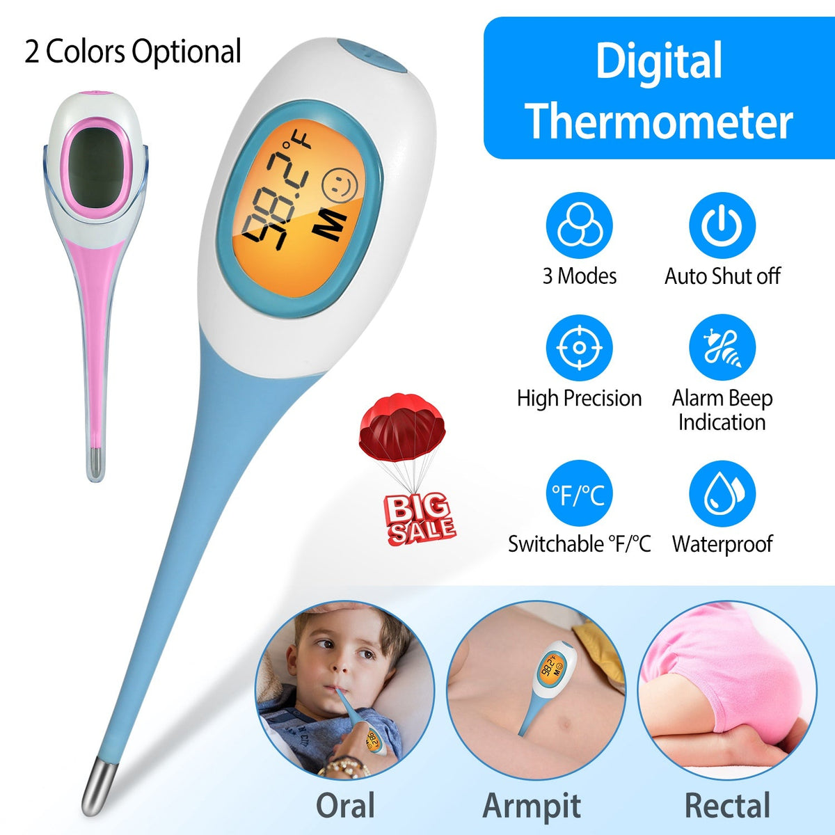 Digital Oral, Rectal & Underarm Thermometer