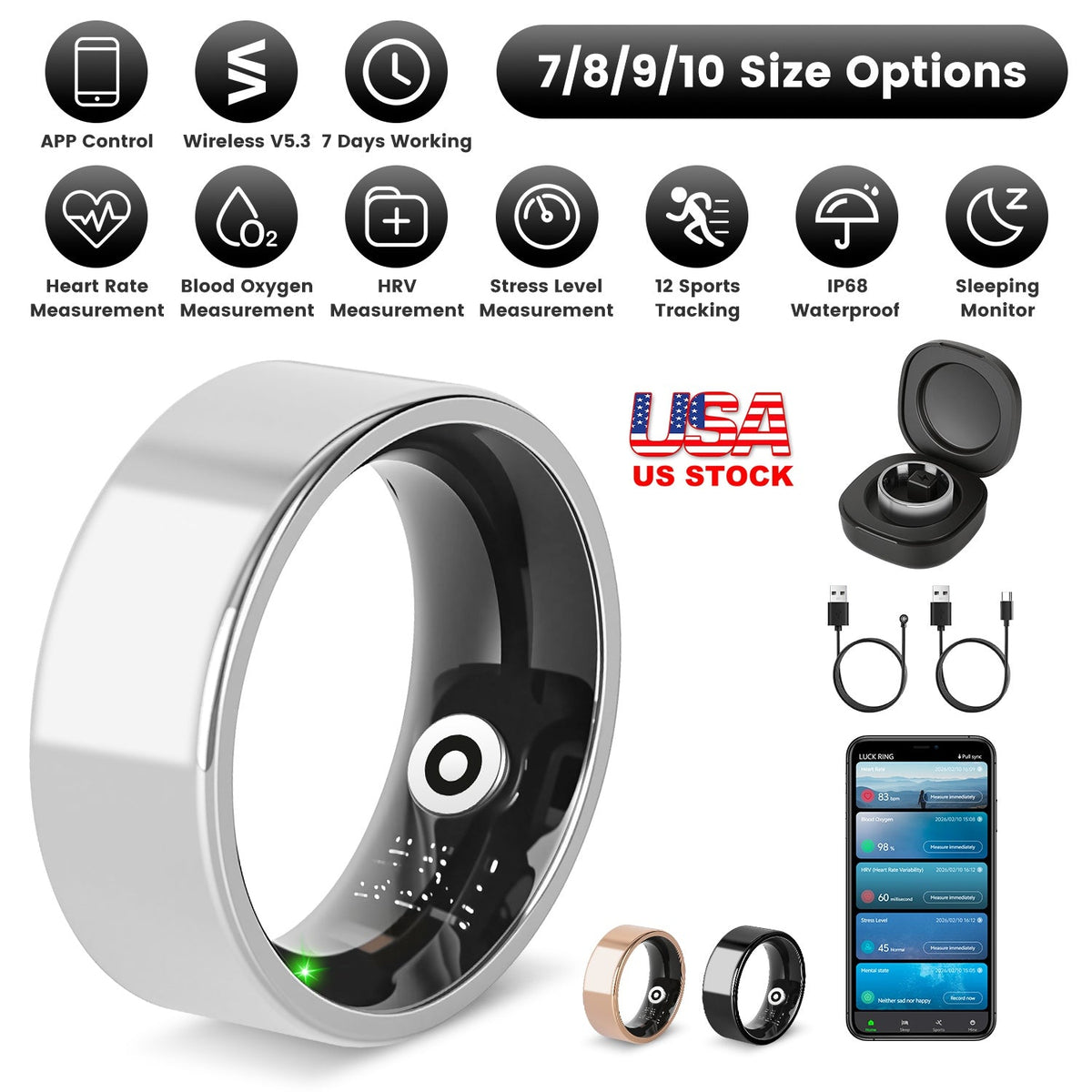 Smart Ring Health & Fitness Tracker