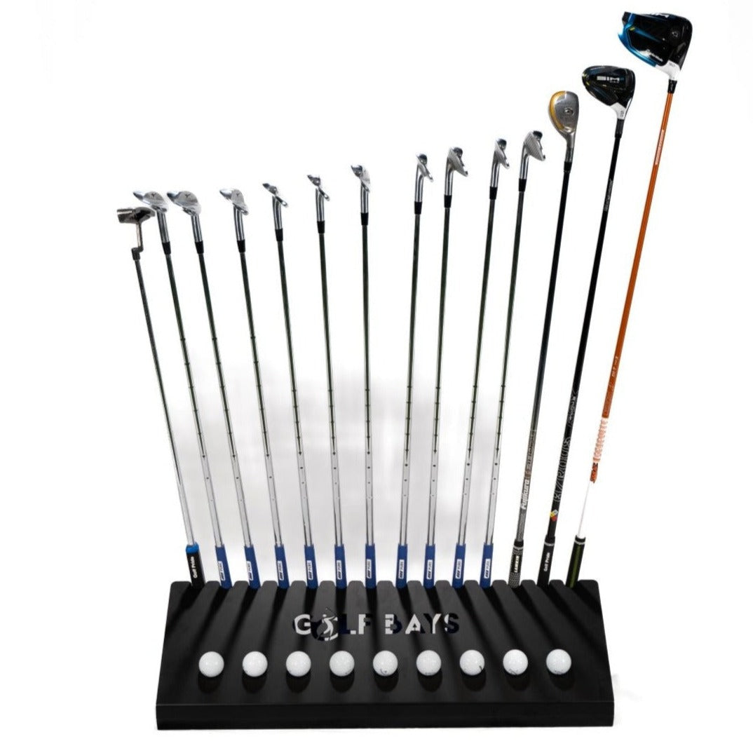 GolfBays Club Display Rack – 14 Clubs & 9 Balls
