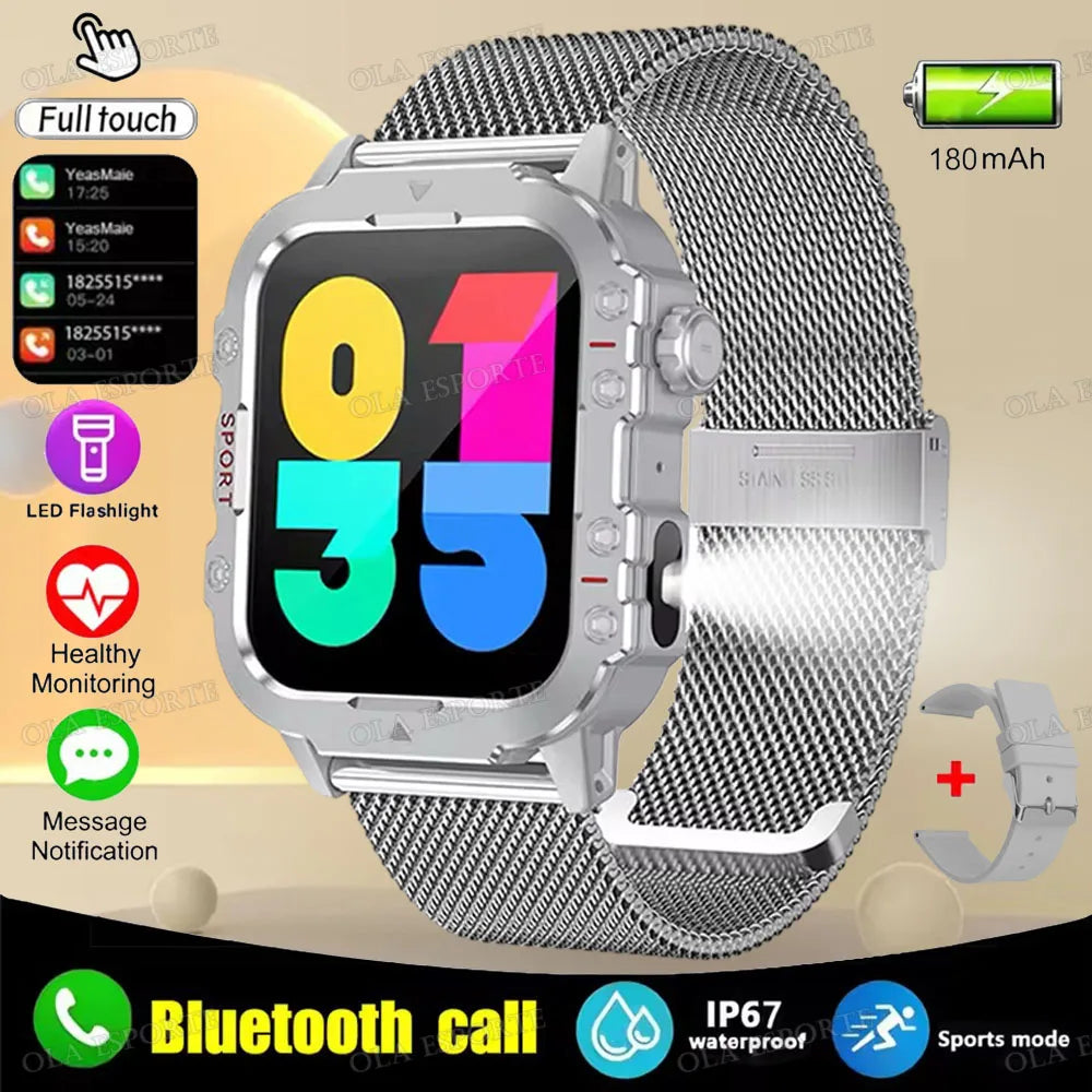2025 New Military Smart Watch Men IP67 3ATM Waterproof Outdoor Sports Fitness Tracker Health Monitor 1.44Inch BT Call Smartwatch
