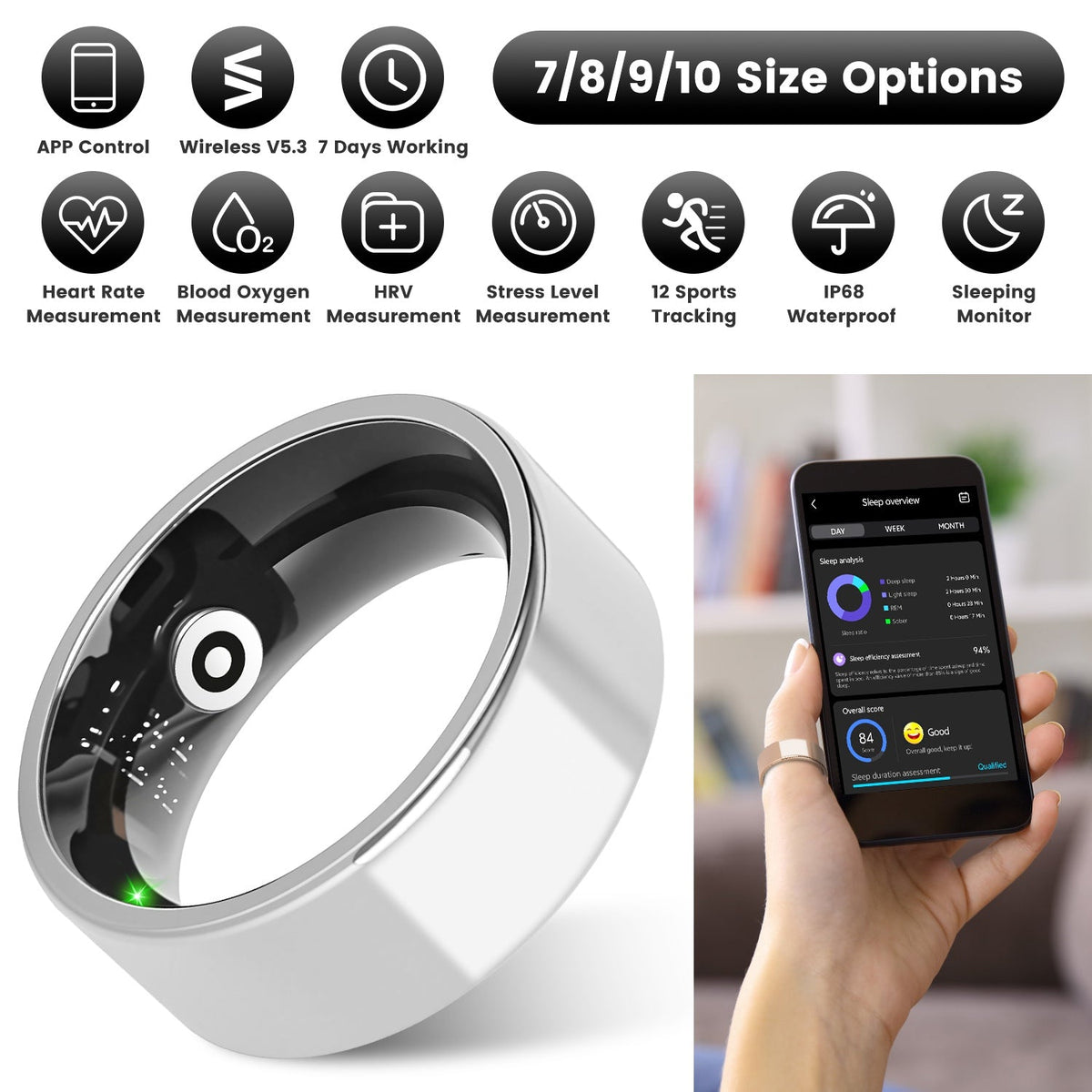 Smart Ring Health & Fitness Tracker