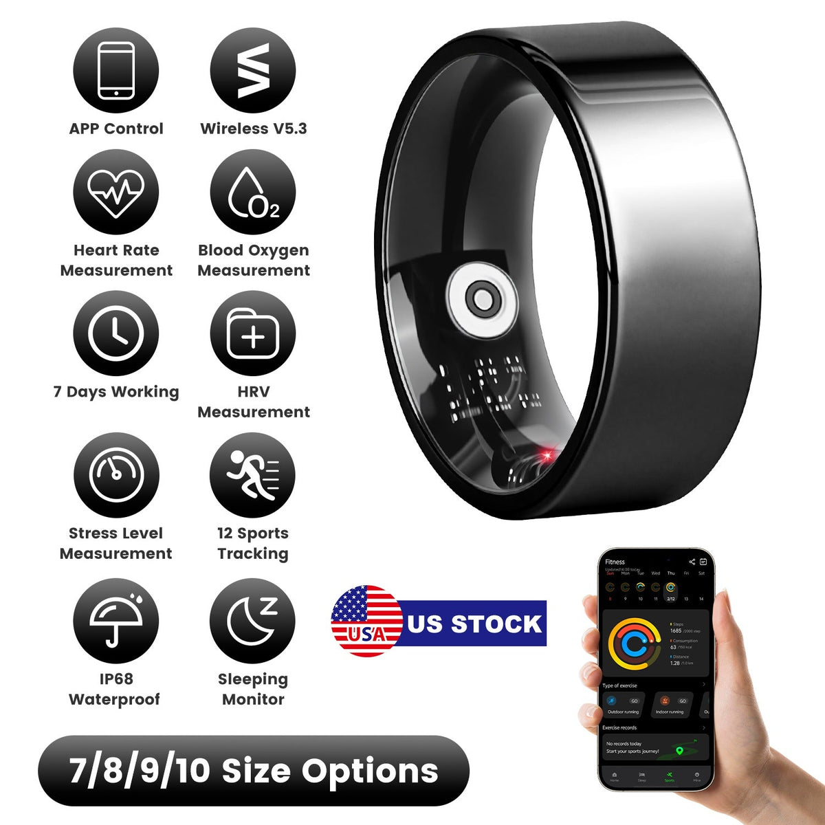 Smart Ring Health & Fitness Tracker