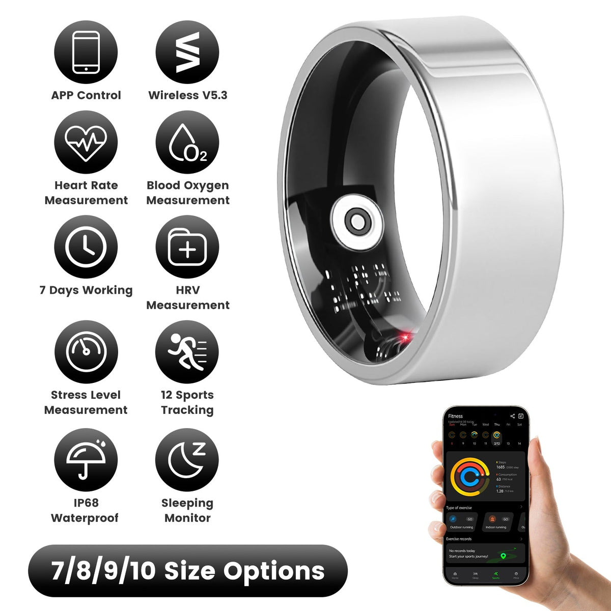 Smart Ring Health & Fitness Tracker