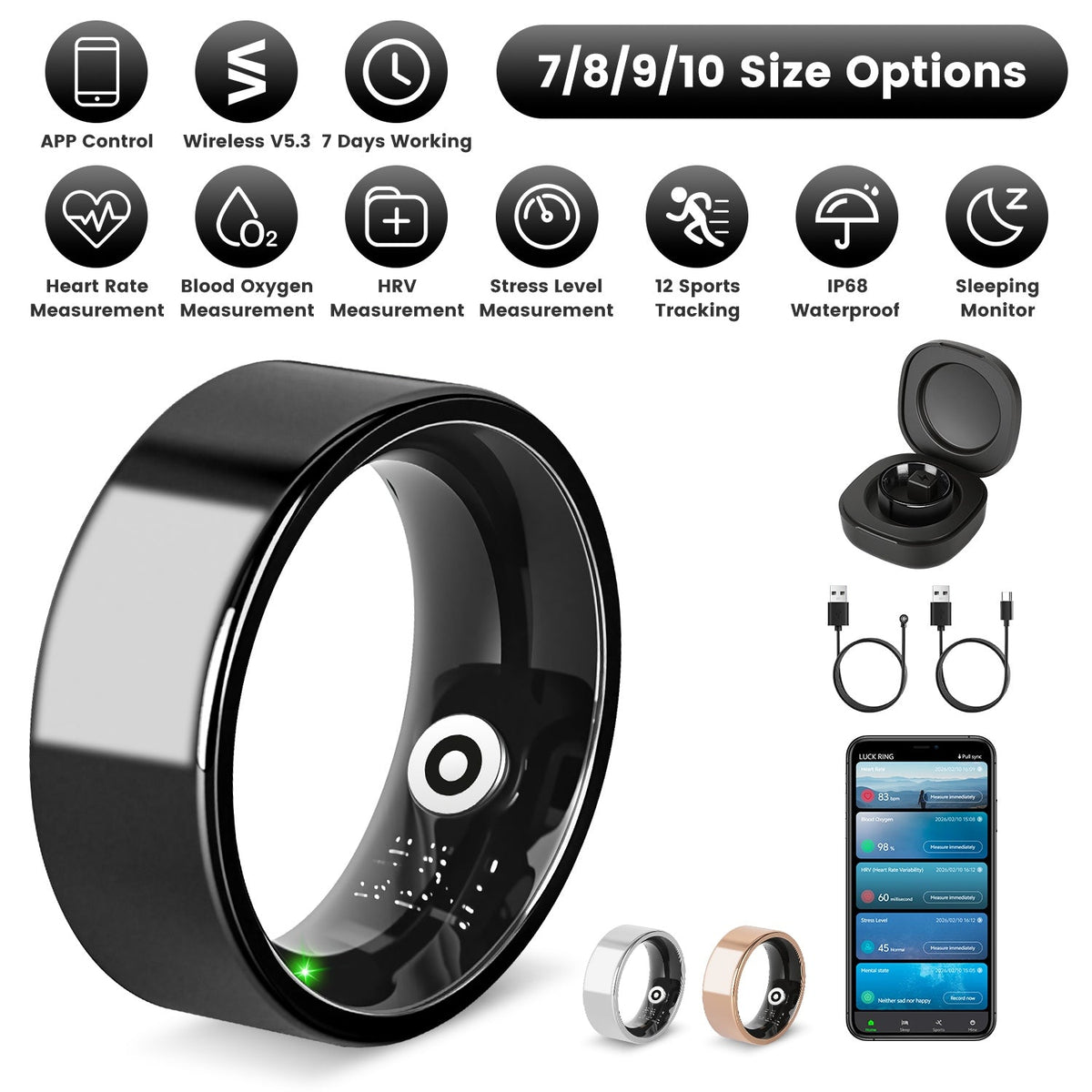 Smart Ring Health & Fitness Tracker