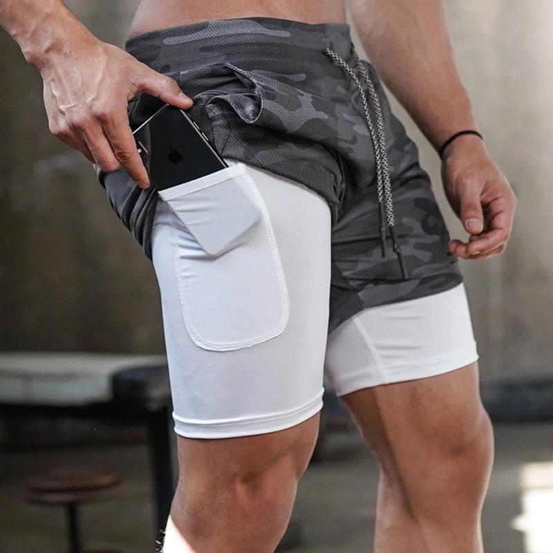 Men's Camo 2-in-1 Quick-Dry Running Shorts