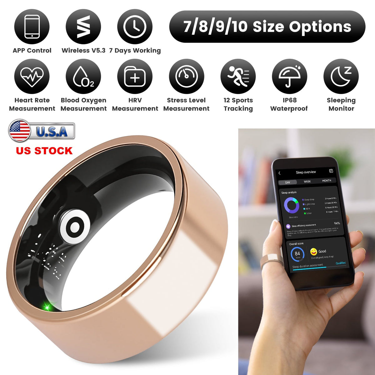 Smart Ring Health & Fitness Tracker