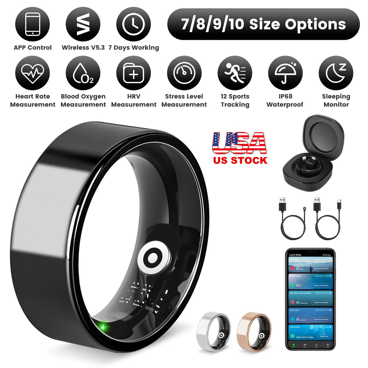 Smart Ring Health & Fitness Tracker
