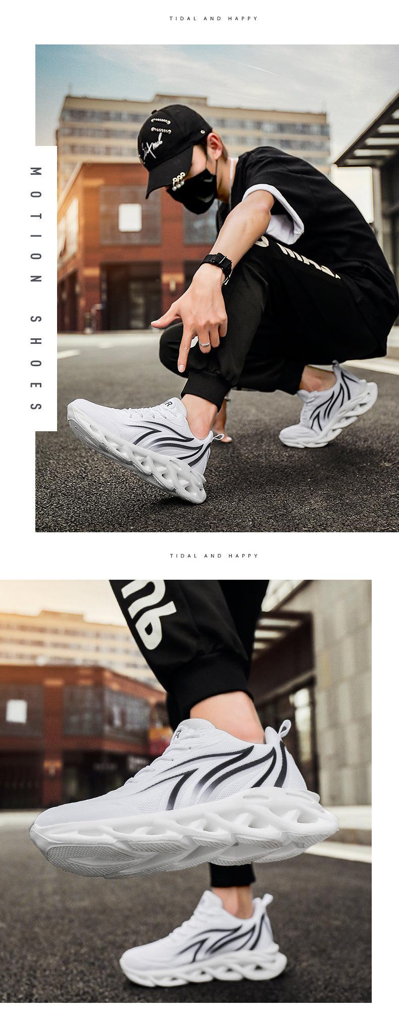Men's Flame Print Breathable Running Sneakers